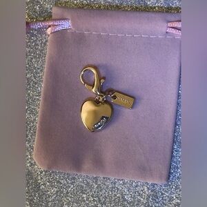 Gold Heart bag charm or key chain